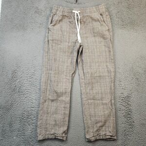 PacSun Pants Mens Medium Brown Gray Glen Plaid Drawstring Straight Leg Cotton